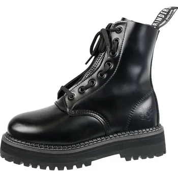 Pánská zimní obuv boty kožené pánské - 8dírkové se zipem - GRINDERS - ZIP-BLA - 38