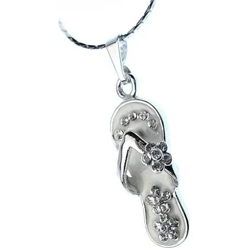 Náhrdelník Náhrdelník Pantoflíček Swarovski Rhodium - Bílý