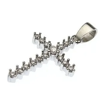 Přívěsek Přívěsek křížek ze stříbra 28mm se zirkony Rh Stříbro 925/1000