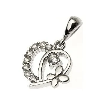 Přívěsek Přívěšek srdíčko se zirkony 23mm Rhodium Stříbro 925/1000
