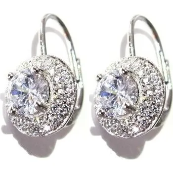 Náušnice Stříbrné náušnice Kolo s čirými zirkony Rhodium Stříbro 925/1000