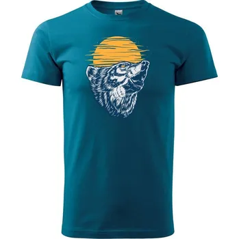 Pánská móda Vyjící vlk - Klasické pánské triko vyšší gramáže - S ( Petrolejová )