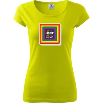Love wins čtverec - Dámské triko Pure - S ( Limetková )
