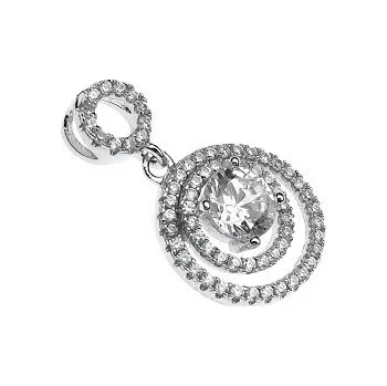 Přívěsek Stříbrný přívěsek Kolečka osazené zirkony Rhodium Stříbro 925/1000