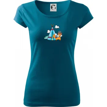 Dámské oblečení Indiánská liška - Dámské triko Pure - XL ( Petrolejová )