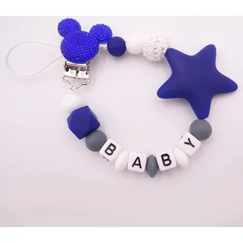 Mickey Mouse Řetízek na dudlík Mickey Mouse, z korálků s vlastním jménem Barva: tmavě modrá