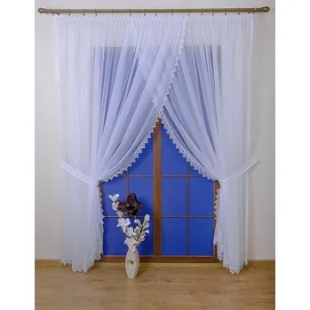 Záclona Voálová záclona hotová Alexandra s krajkou a lemováním ! (Záclona již ušitá s řasící stužkou!!!)