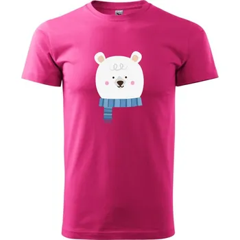 Medvěd se šálou - Klasické pánské triko vyšší gramáže - S ( Purpurová )