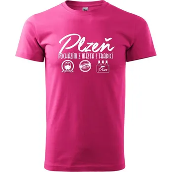Pánská móda Plzeň město s tradicí - Klasické pánské triko vyšší gramáže - L ( Purpurová )