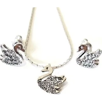 Souprava šperků Souprava Labutě Swarovski Rhodium - Crystal