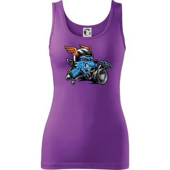 Dámské tričko Motorkář vlk - Dámské tílko - XL ( Fialová )