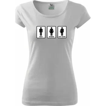 Dámské tričko Men, woman, not sure (Hana-creative) - Dámské triko Pure - S ( Bílá )