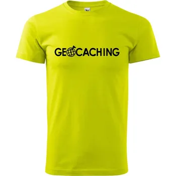 Pánské tričko Geocaching svět - Klasické pánské triko vyšší gramáže - 4XL ( Limetková )