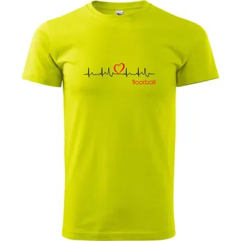 Pánské tričko Moje srdce bije pro floorball - Klasické pánské triko vyšší gramáže - S ( Limetková )