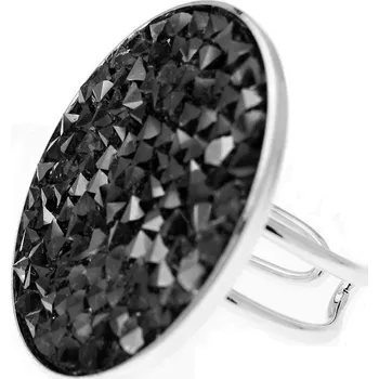 Šperk Masivní prsten Swarovski ROCKS BLACK Rhodiovaný