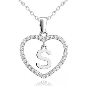 Módní doplněk Stříbrný náhrdelník se srdíčkem a písmenem S JMAS900SSN45