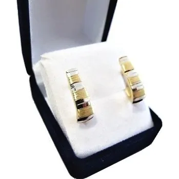 Náušnice Zlaté náušnice dvoubarevné 16mm 1,35g Zlato 14k(585/1000)