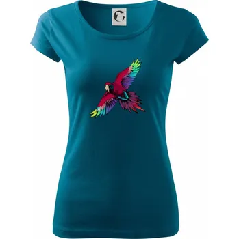 Dámské tričko Papoušek kreslený letící - Dámské triko Pure - XS ( Petrolejová )