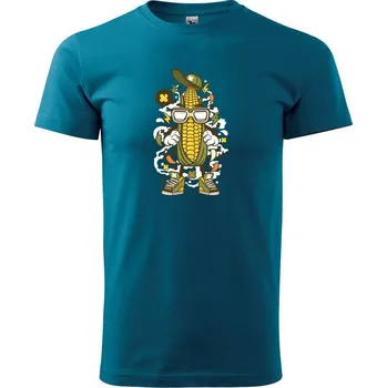 Kukuřičňák - Klasické pánské triko vyšší gramáže - XS ( Petrolejová )