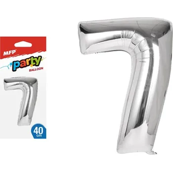 Balónek Balónek č. 7 nafukovací fóliový 40 cm - stříbrný
