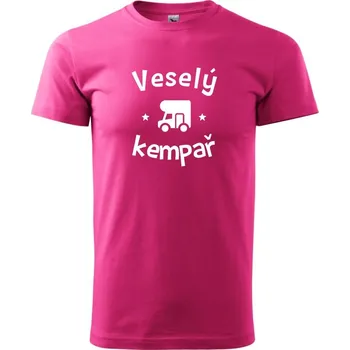 Pánské tričko Veselý kempař - Klasické pánské triko vyšší gramáže - L ( Purpurová )