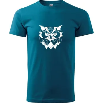 Pánské tričko Geometrie - sova zlá - Klasické pánské triko vyšší gramáže - L ( Petrolejová )