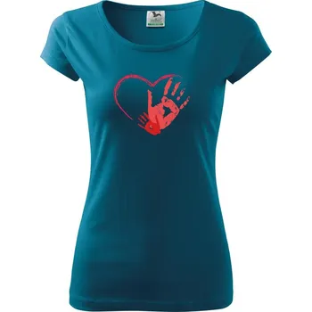 Dámské oblečení Ručičky v srdci - Dámské triko Pure - 2XL ( Petrolejová )