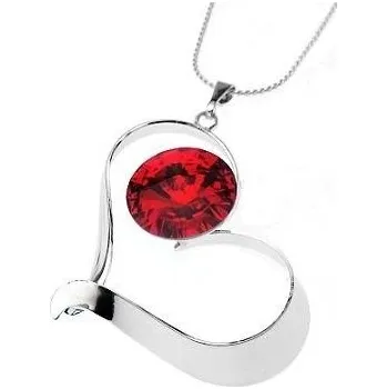 Náhrdelník Náhrdelník SRDCE Siam Swarovski Rhodium