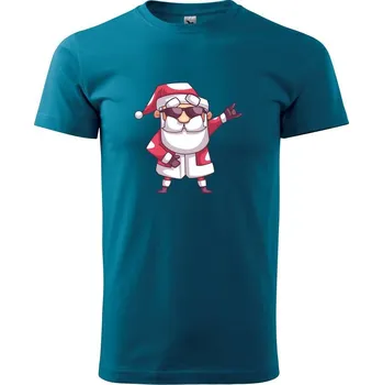 Pánské tričko Santa rocker - Klasické pánské triko vyšší gramáže - S ( Petrolejová )