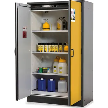 Skříňka na nářadí Protipožární skříň na nebezpečné látky asecos Basis Line FM 30-123, 3 vložné police, žlutá