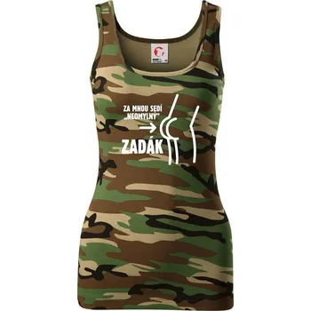 Dámské tričko Za mnou sedí zadák - Dámské Maskáčové tílko - S ( Hnědý maskáč )