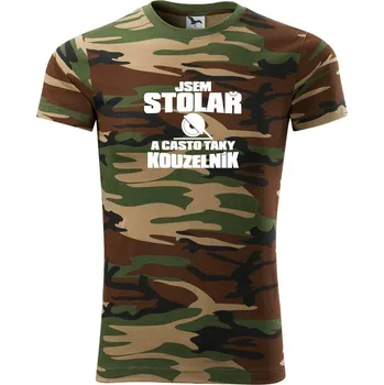 Pánské tričko Stolař kouzelník - Army CAMOUFLAGE - S ( Hnědý maskáč )