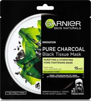 Pleťová maska Garnier Skin Naturals Pure Charcoal černá textilní maska s extraktem z mořských řas 28 g