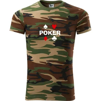 Pánské tričko Poker znaky - Army CAMOUFLAGE - XS ( Hnědý maskáč )