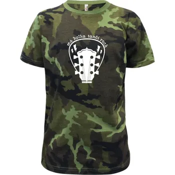 Má holka tančí rock - Dětské maskáčové triko - 122 cm/6 let ( Zelený maskáč )