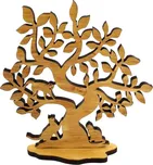 Amadea Dřevěný 3D strom s kočkami 20 cm