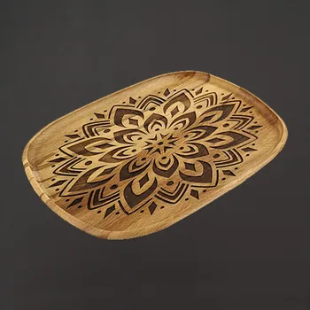 Kuchyňské prkénko AMADEA Dřevěný servírovací podnos mandala, masivní dřevo, 25 cm
