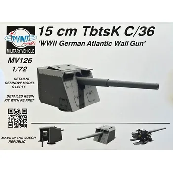 Plastikový model 1/72 15cm TbtsK C/36 German WWII Atlantic Wall Gun