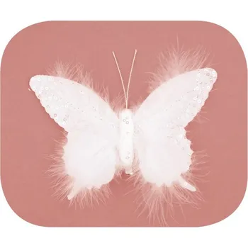 Motýl s peřím, na klipu 17 cm 17145