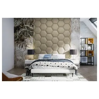 Předsíňová stěna Čalouněný nástěnný panel Hexagon 30 x 26 x 3 cm tmavě béžová
