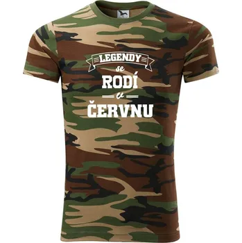 Pánské tričko Legendy se rodí v červnu - Army CAMOUFLAGE - XL ( Hnědý maskáč )