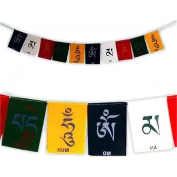 Tibetské modlitební vlaječky Lungta OM MANU PADME HUM 10x13 cm