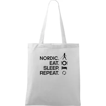 Nákupní taška Nordic walking eat sleep - Taška bavlněná - 42 x 38 cm ( Bílá )