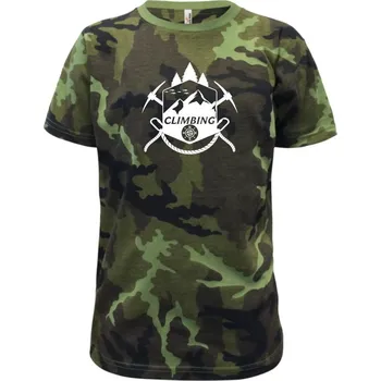 Chlapecké oblečení Climbing Erb - Dětské maskáčové triko - 134 cm/8 let ( Zelený maskáč )