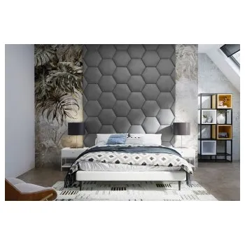 Předsíňová stěna Čalouněný nástěnný panel Hexagon 30 x 26 x 3 cm tmavě šedá