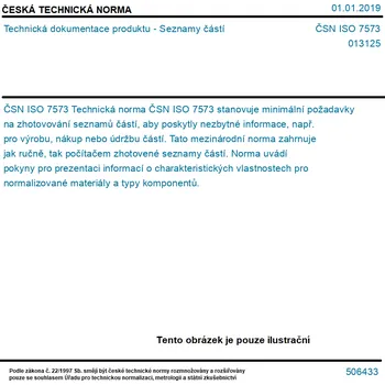 ČSN ISO 7573 - Technická dokumentace produktu - Seznamy částí - Tisk