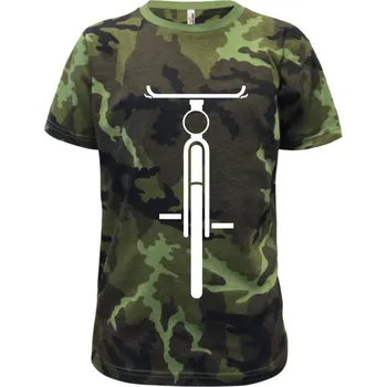 Chlapecké oblečení Kolo ze předu - obrys - Dětské maskáčové triko - 104-110cm / 3-4 roky ( Zelený maskáč )