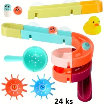Hračka do vany, tobogán s kuličkou, překlápěcí fazolkou a kačenkou, 3 varianty Varianta: 24 kusů