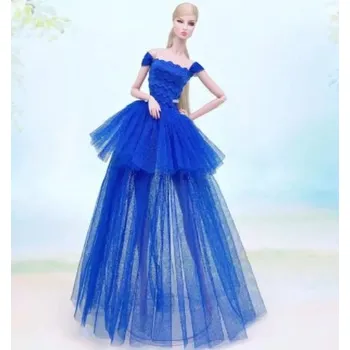 Doplněk pro panenku Princeznovské šaty pro panenky Barbie Věk: 6 modrá