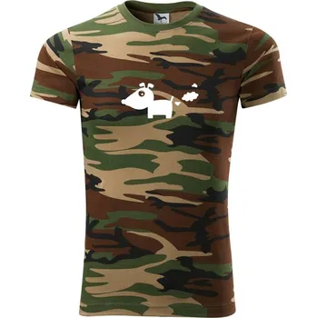 Pánské tričko Prdící pes - Army CAMOUFLAGE - M ( Hnědý maskáč )
